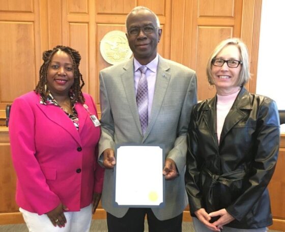 Left to right Kisha Guess, Waccamaw-Georgetown Clinic Director;  Georgetown County Council Chairman Johnny Morant and WCMH Center Board Member Debbie Heller. 